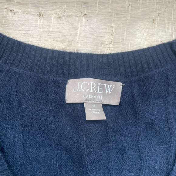 J.Crew Cashmere Cropped Cable-Knit Sweater-Vest in Navy Blue Size Medium - Picture 9 of 10